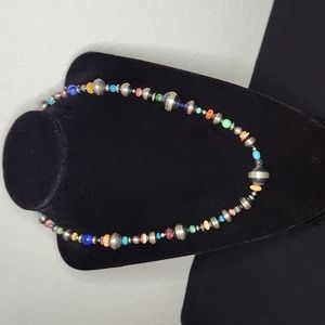 NWOT Navajo SS Bench Bead & Multi Stone Necklace